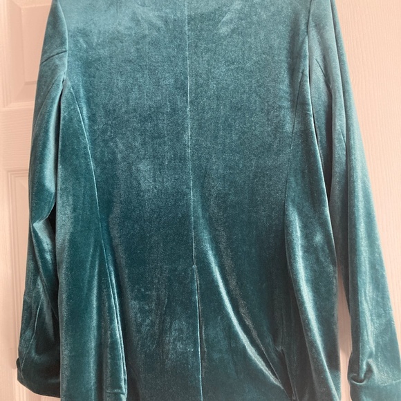 Nine West Velvet Blazer Size M Teal Blue - Picture 2 of 10